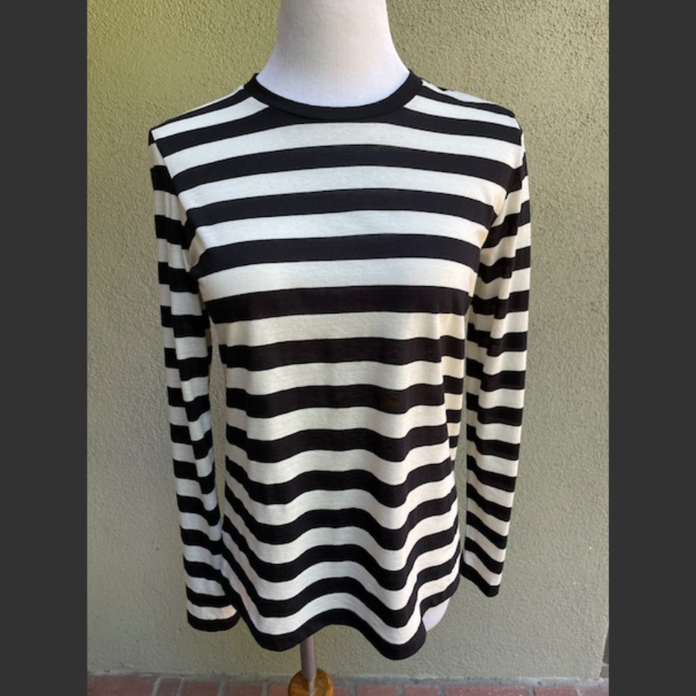 Lost & Found Black and White Striped Long Sleeve Shirt Size XS